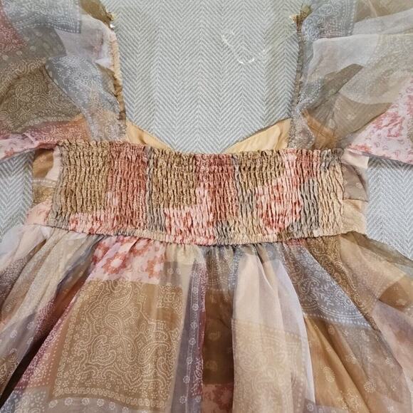 Fab'rik Fiarycore Empire Waist Dress Size Large Fall Colors Bubble Sleeves Y2K - Picture 10 of 14